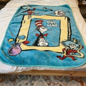 Vintage dr. Seuss cat in the hat fleece blanket